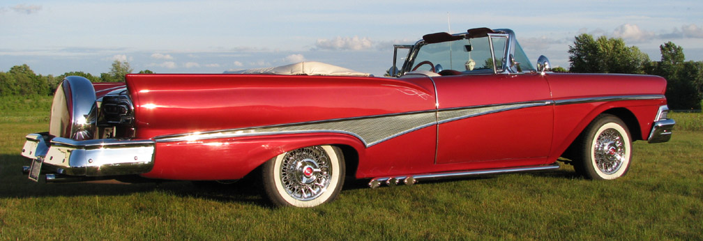 1958 Ford Convertible with our 56 spoke Ford wheels and 205 70R15 American